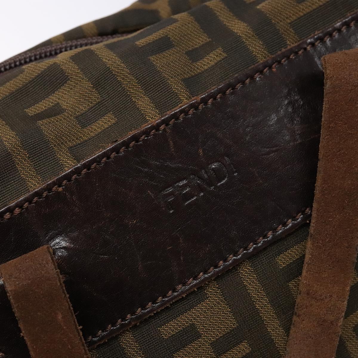 FENDI Zucca Canvas Hand Bag Black Brown Auth 137643