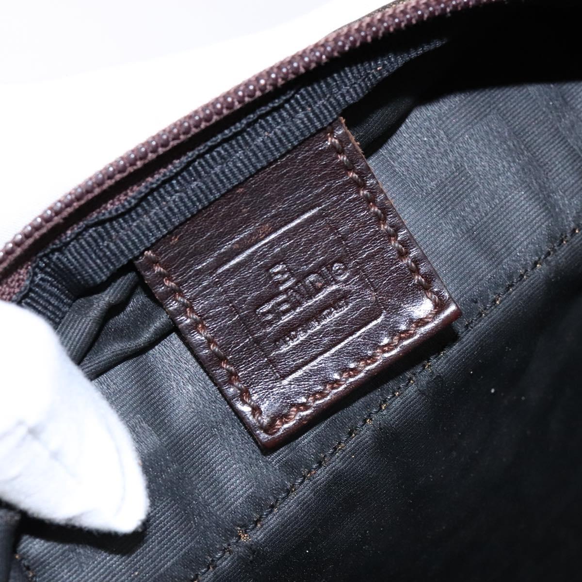 FENDI Zucca Canvas Hand Bag Black Brown Auth 137643