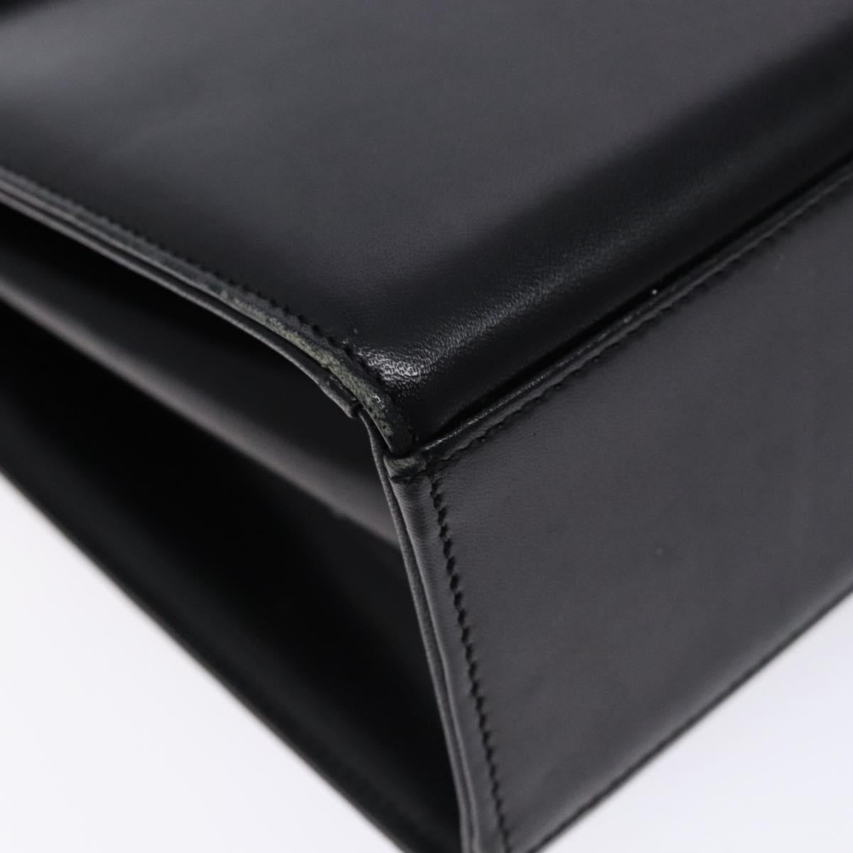GIVENCHY Hand Bag Leather Black Gold Auth 137645
