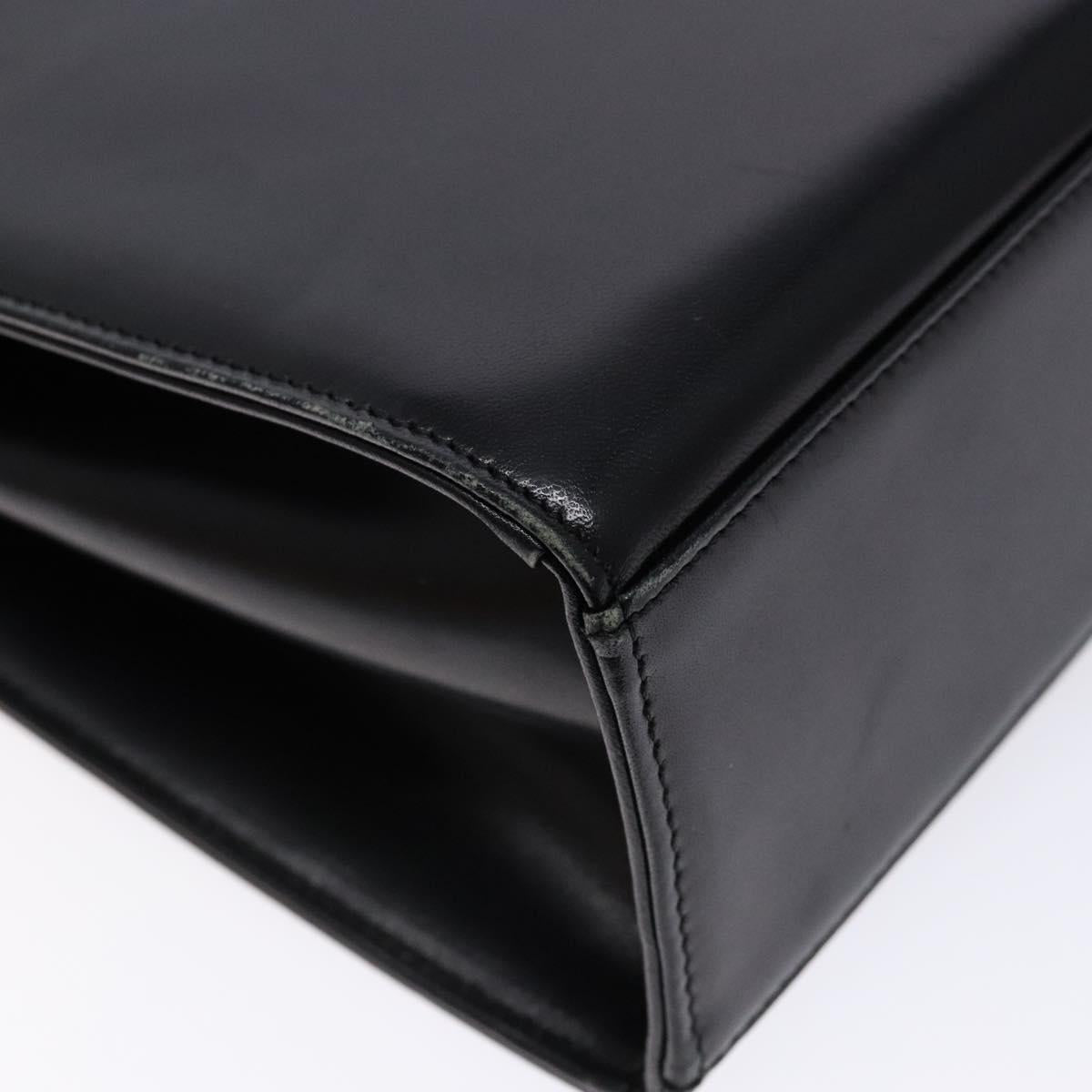 GIVENCHY Hand Bag Leather Black Gold Auth 137645