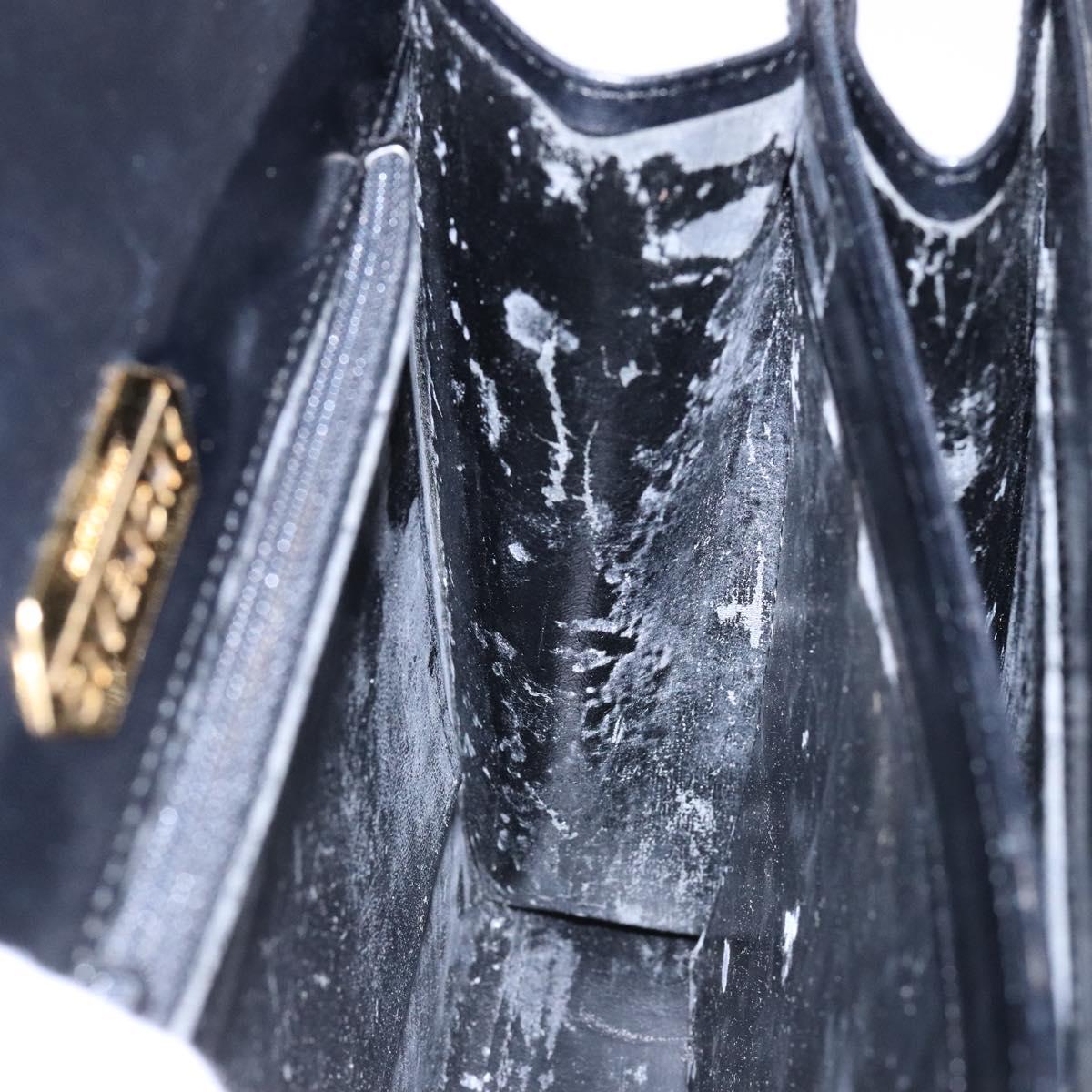 GIVENCHY Hand Bag Leather Black Gold Auth 137645