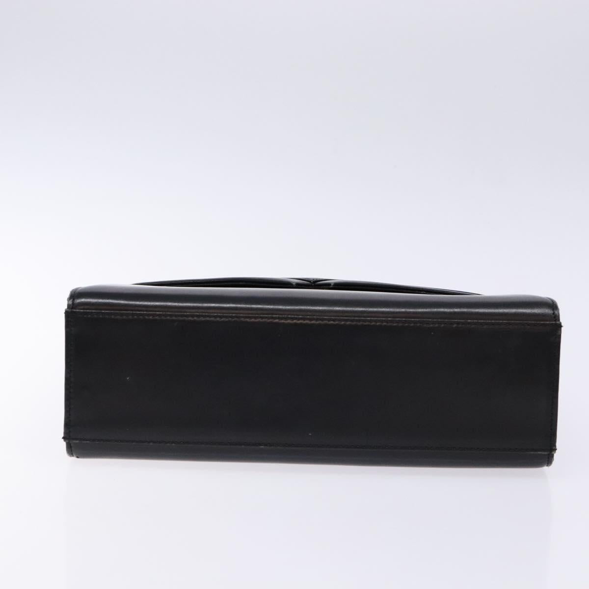 GIVENCHY Hand Bag Leather Black Gold Auth 137645
