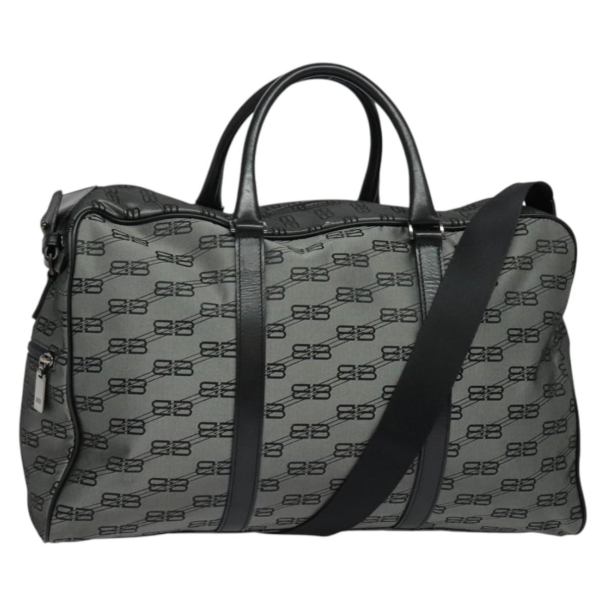 BALENCIAGA Boston Bag Nylon 2way Vintage Gray Auth 137646
