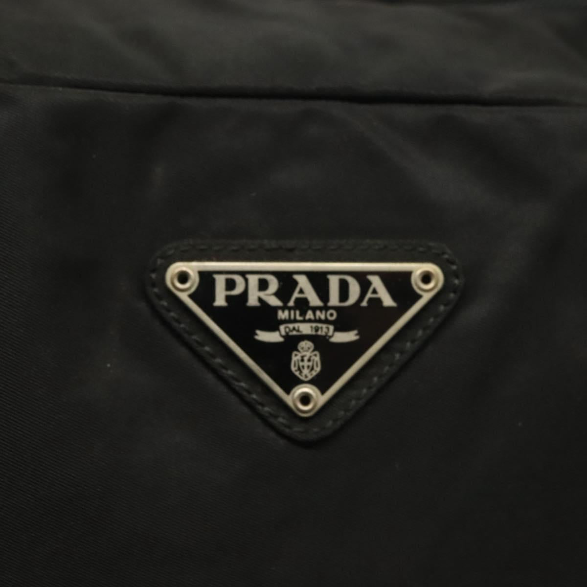 PRADA Hand Bag Nylon Black Silver Auth 137647