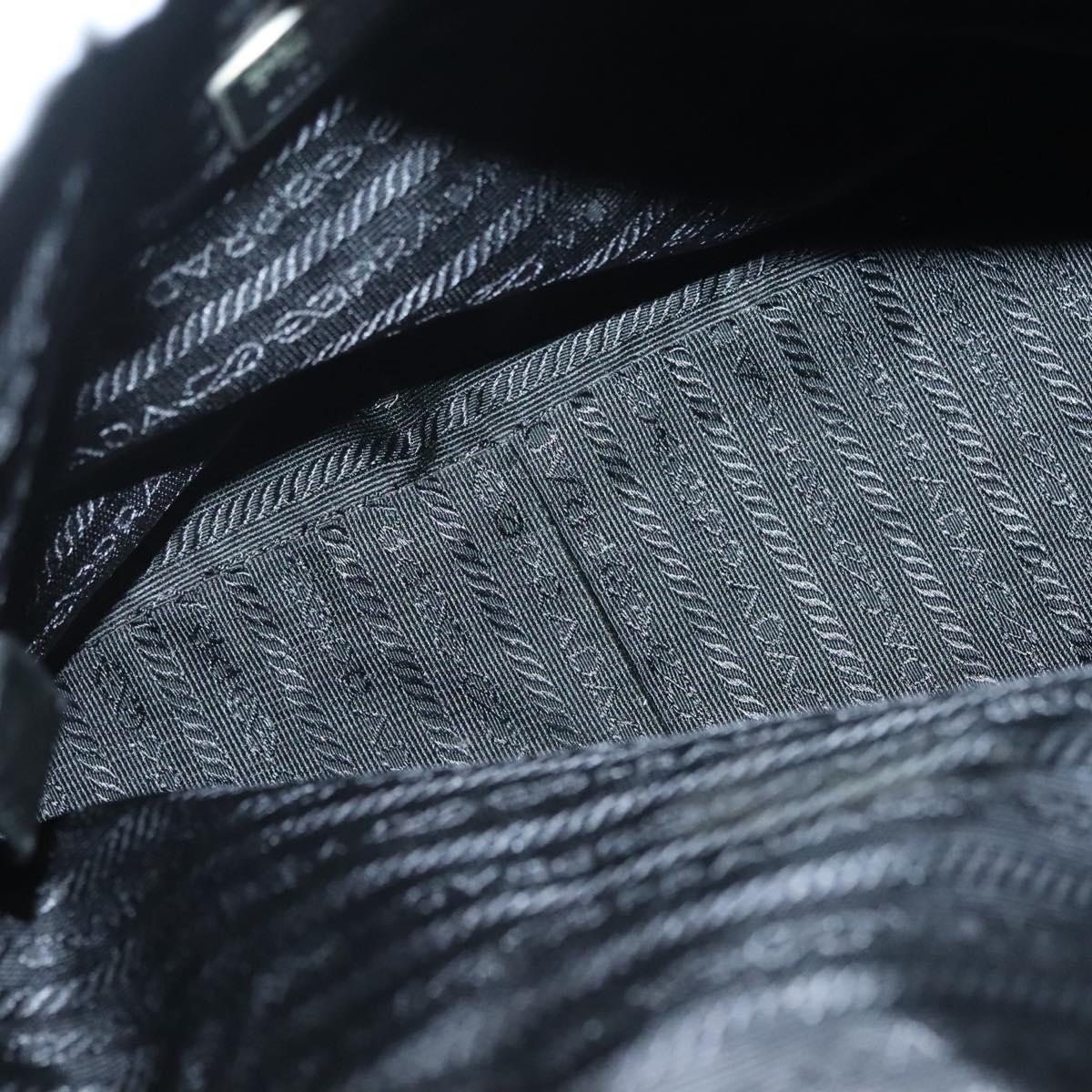 PRADA Hand Bag Nylon Black Silver Auth 137647