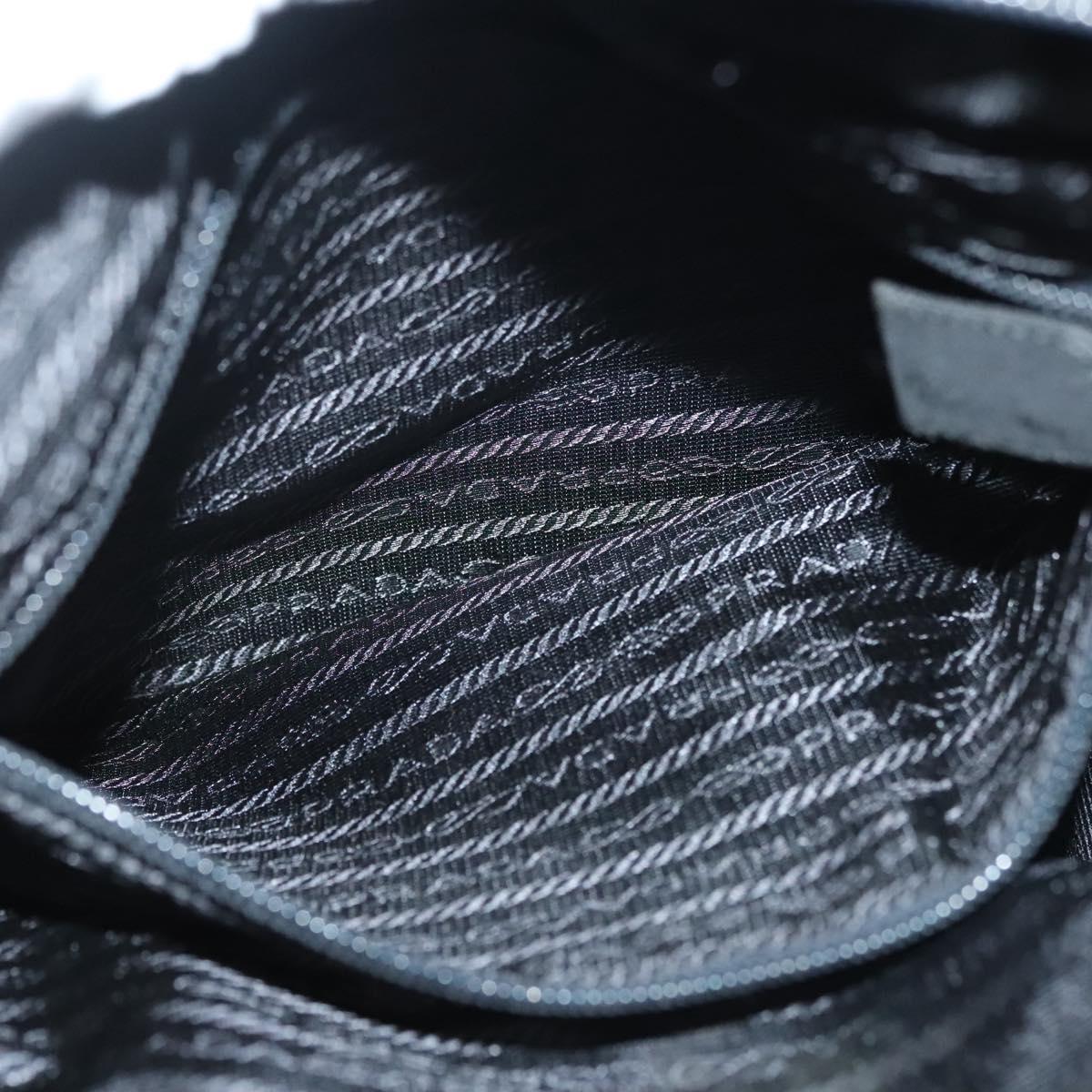 PRADA Hand Bag Nylon Black Silver Auth 137647