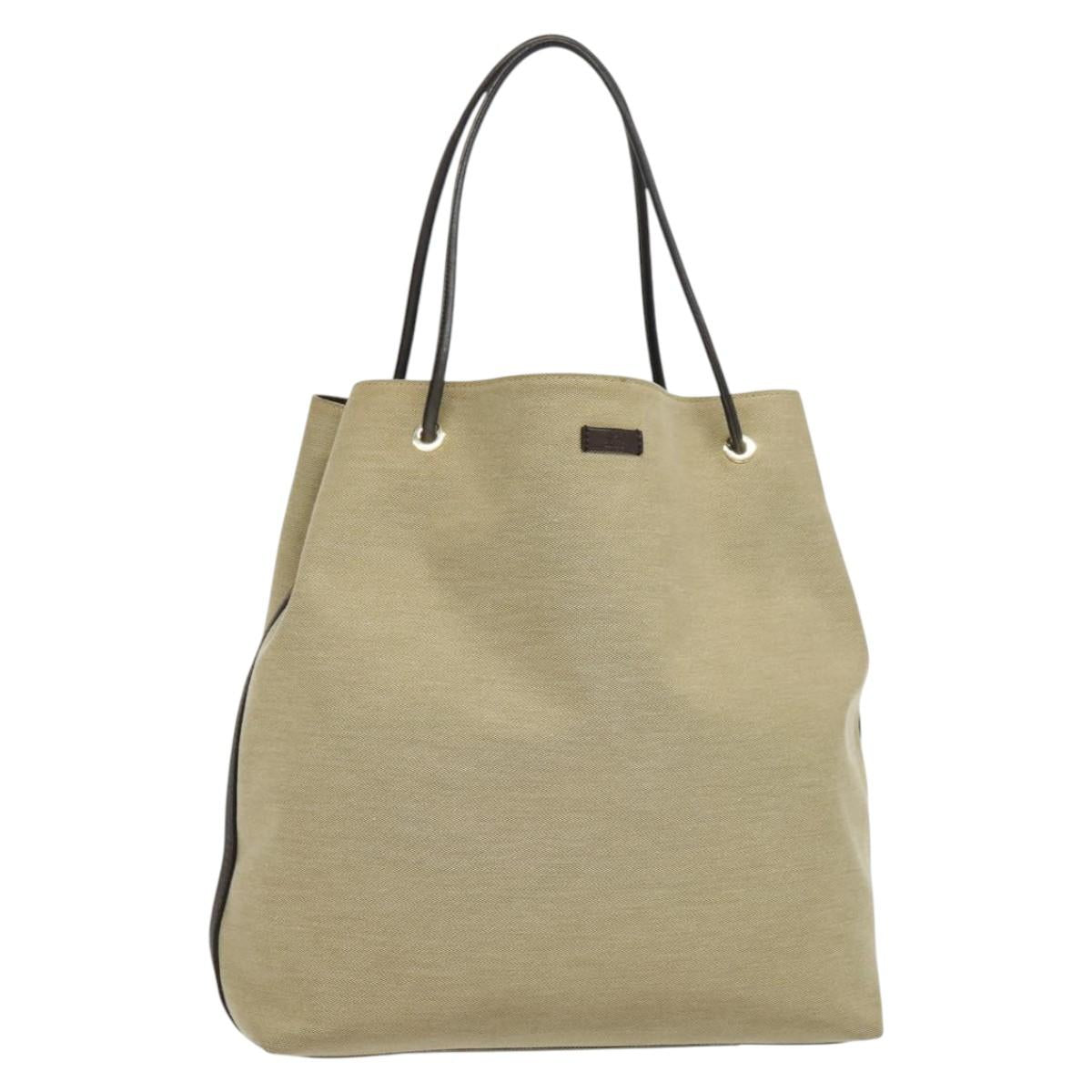 GUCCI Canvas Leather Tote Bag Outlet Beige Gold 257271 Auth 137667