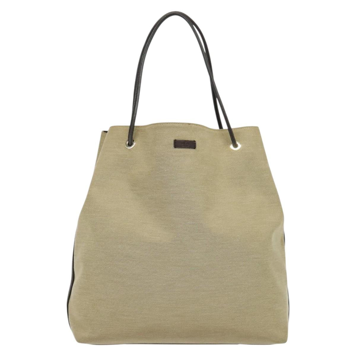 GUCCI Canvas Leather Tote Bag Outlet Beige Gold 257271 Auth 137667