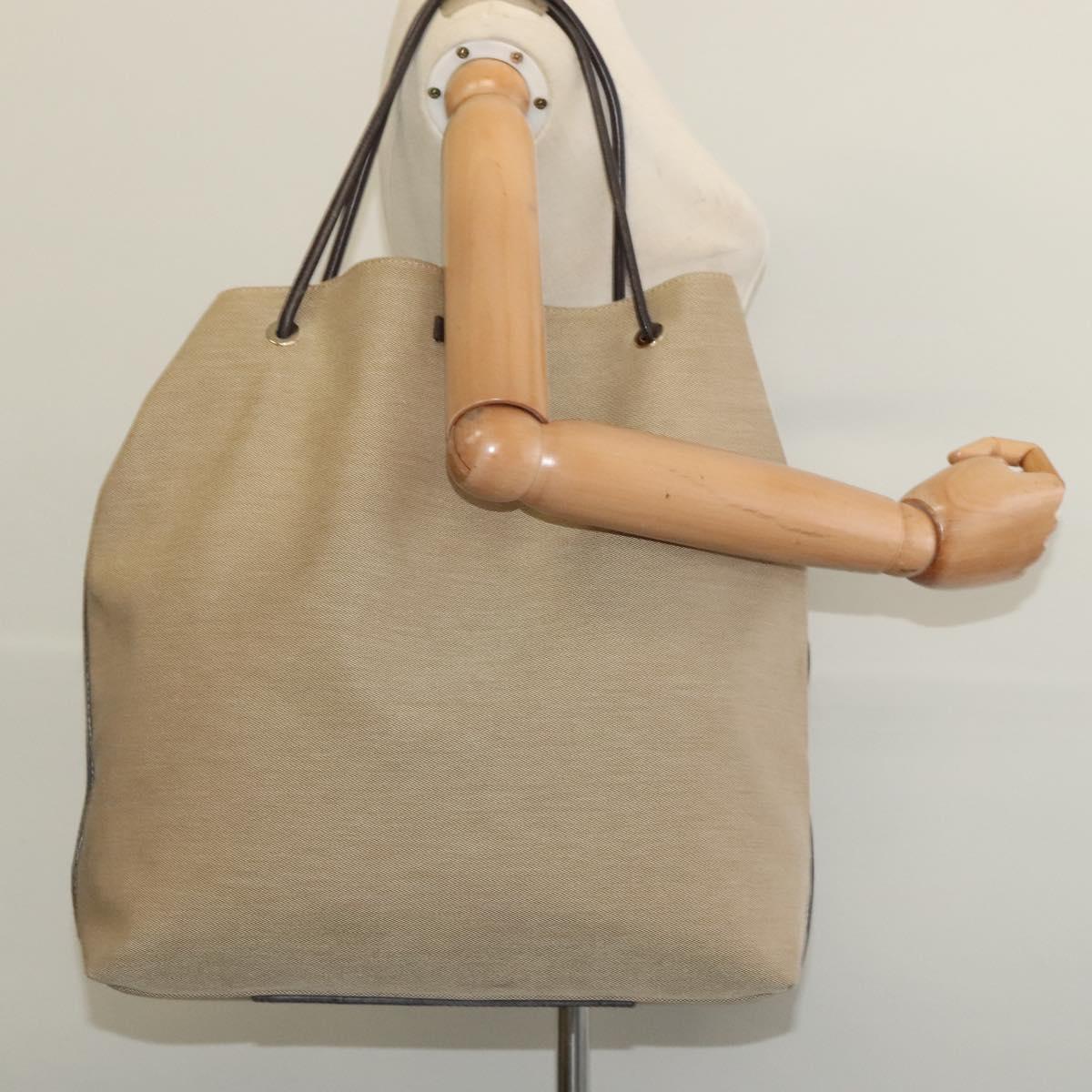 GUCCI Canvas Leather Tote Bag Outlet Beige Gold 257271 Auth 137667