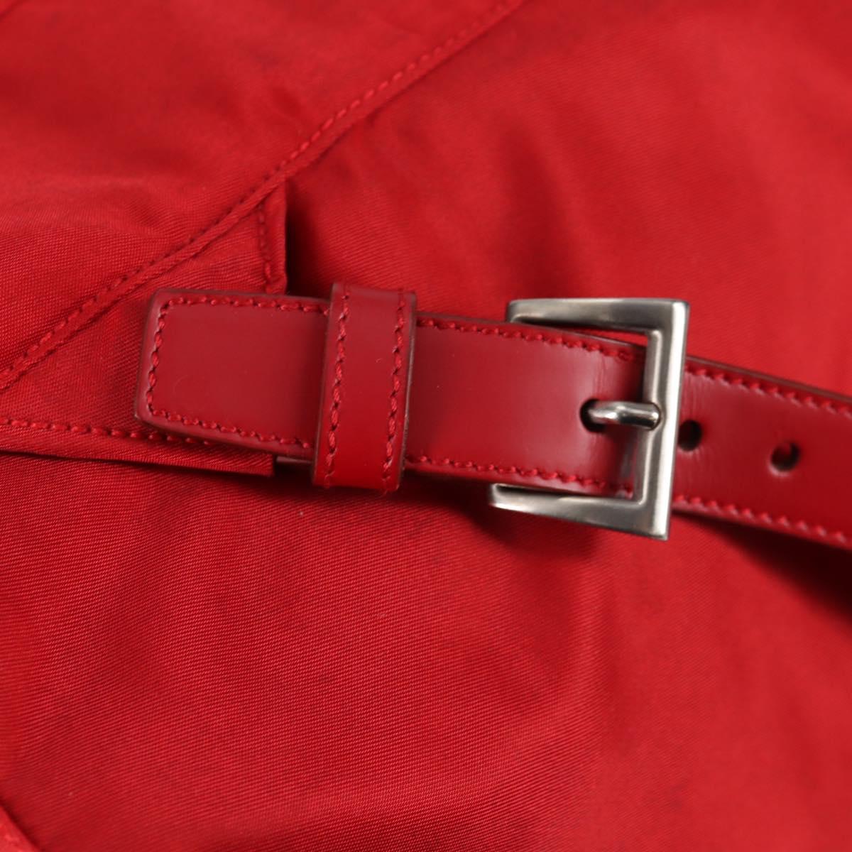 PRADA Backpack Nylon Red Silver Auth 137676