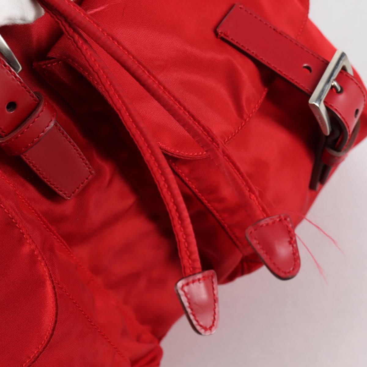 PRADA Backpack Nylon Red Silver Auth 137676