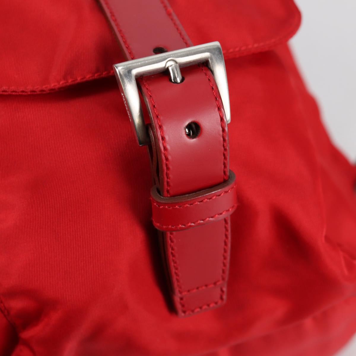 PRADA Backpack Nylon Red Silver Auth 137676