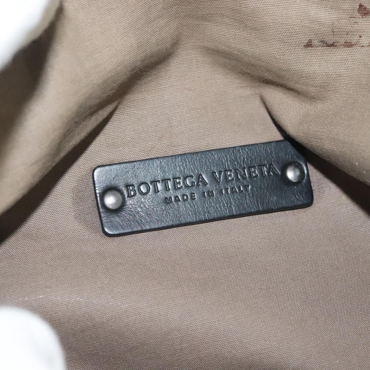 BOTTEGA VENETA INTRECCIATO Waist Bag Leather Black Silver Auth 137678