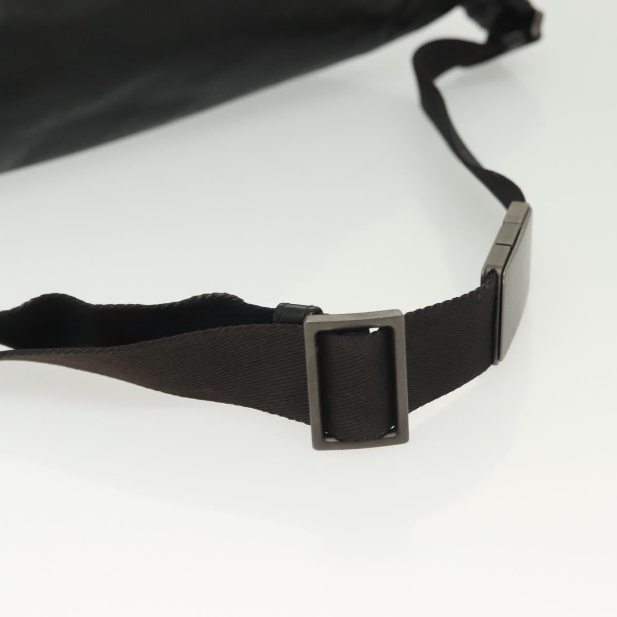 BOTTEGA VENETA INTRECCIATO Waist Bag Leather Black Silver Auth 137678
