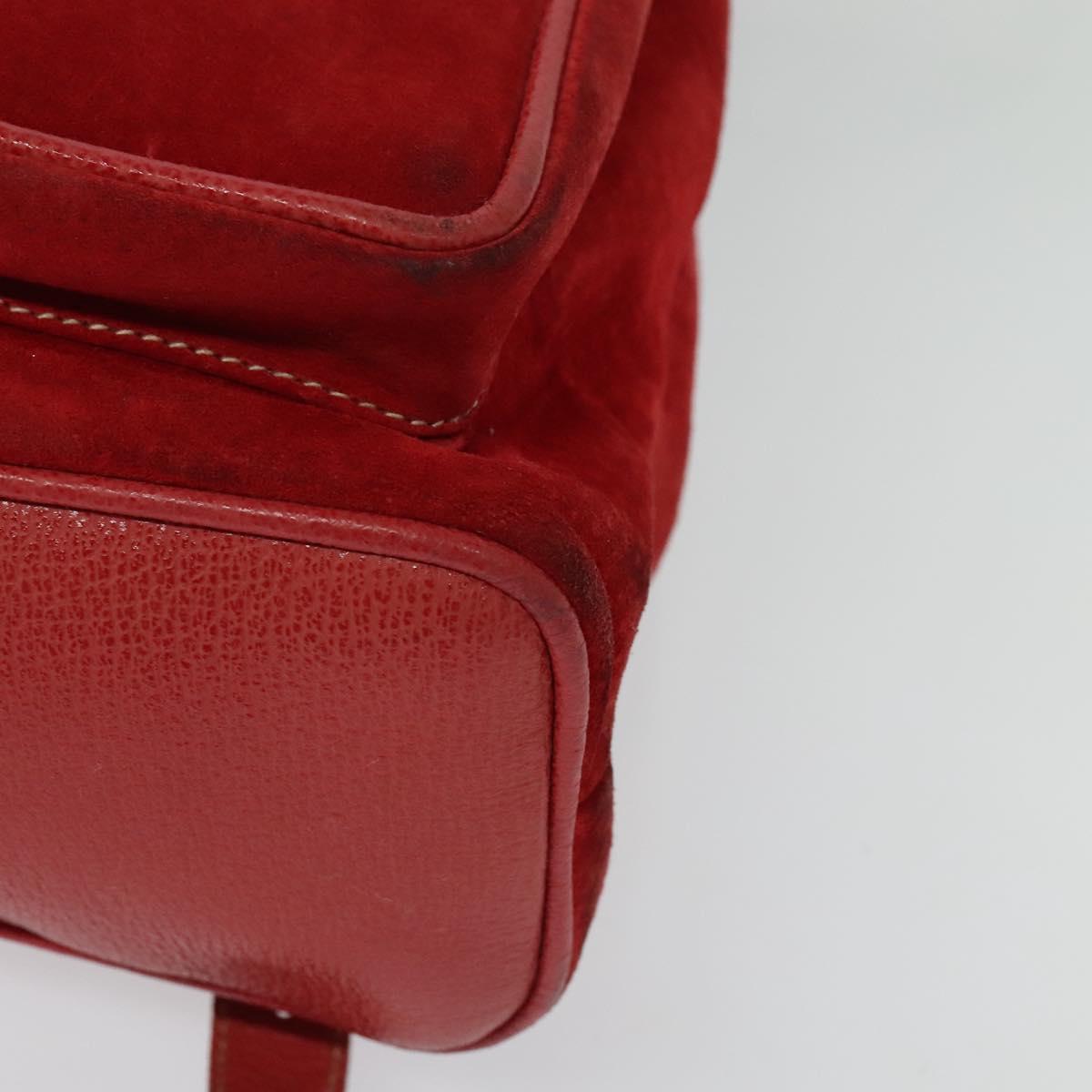 GUCCI Bamboo Backpack Suede Red Gold 003 2058 0016 Auth 137695