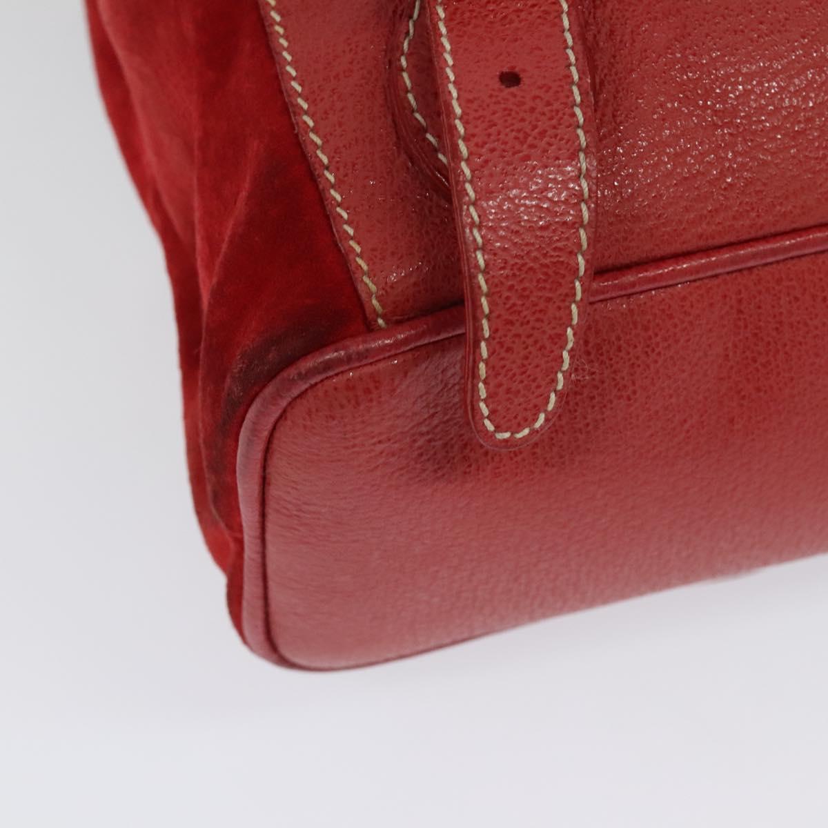 GUCCI Bamboo Backpack Suede Red Gold 003 2058 0016 Auth 137695