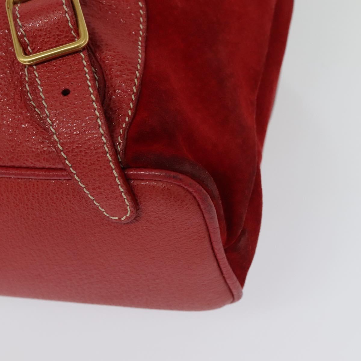 GUCCI Bamboo Backpack Suede Red Gold 003 2058 0016 Auth 137695
