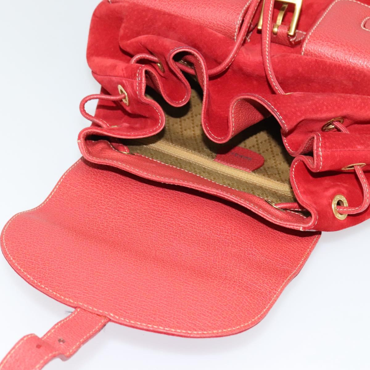 GUCCI Bamboo Backpack Suede Red Gold 003 2058 0016 Auth 137695