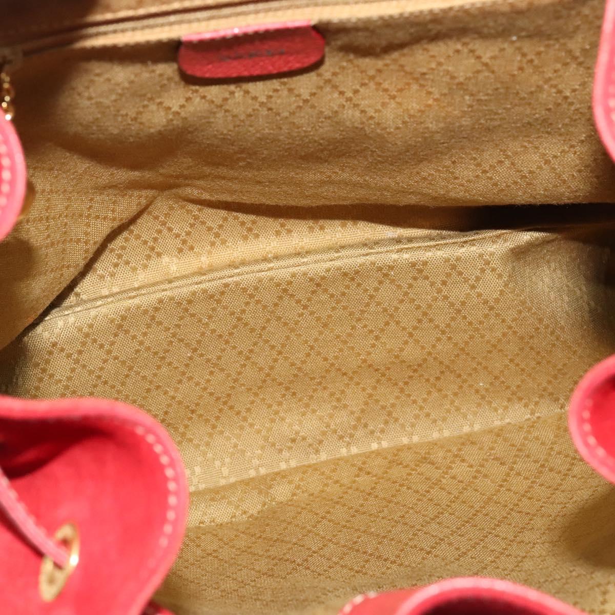GUCCI Bamboo Backpack Suede Red Gold 003 2058 0016 Auth 137695