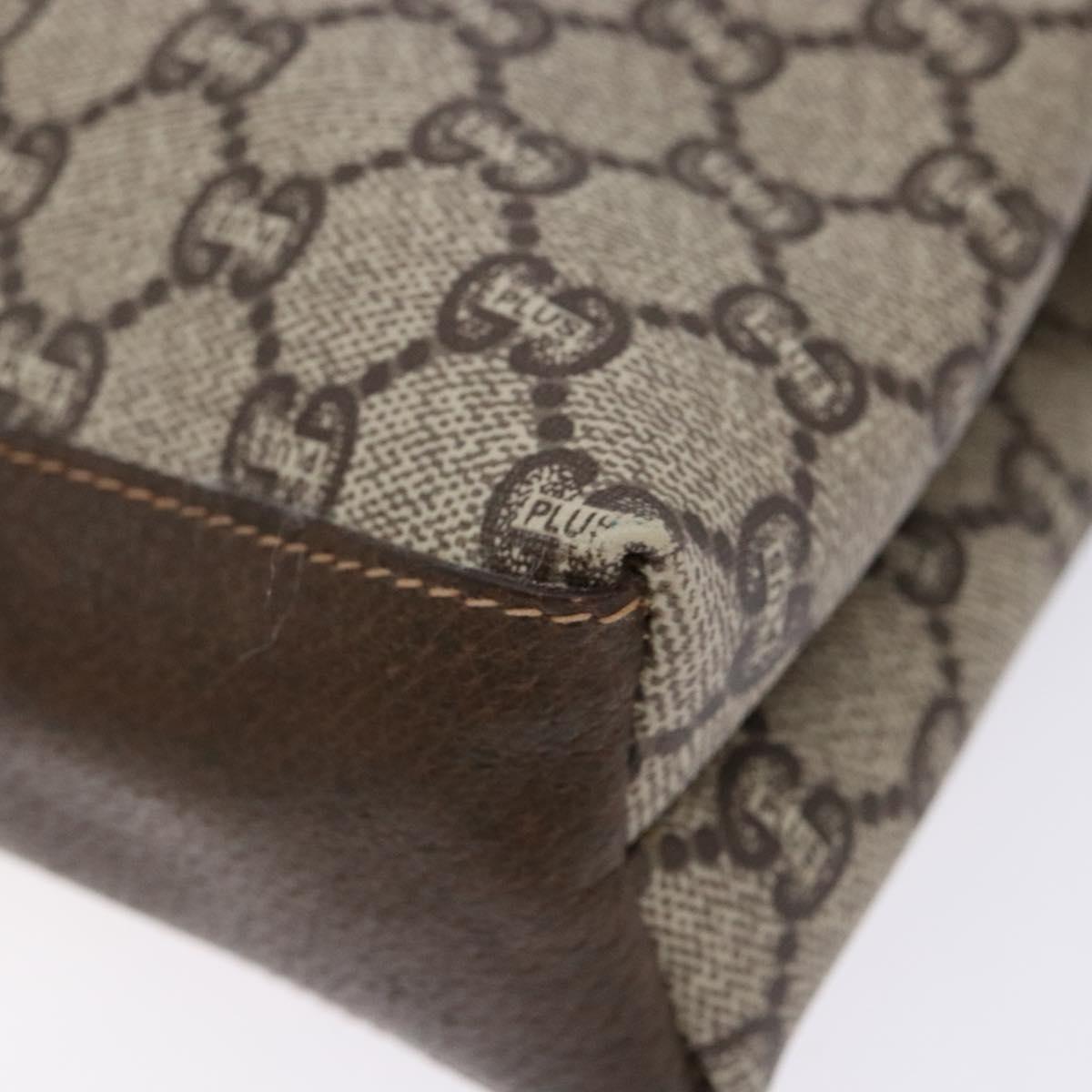 GUCCI GG Plus Supreme Shoulder Bag PVC Beige Gold Auth 137701