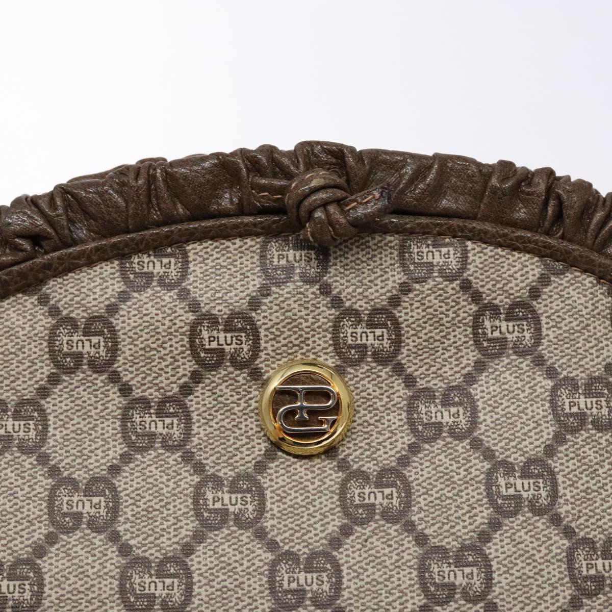 GUCCI GG Plus Supreme Shoulder Bag PVC Beige Gold Auth 137701