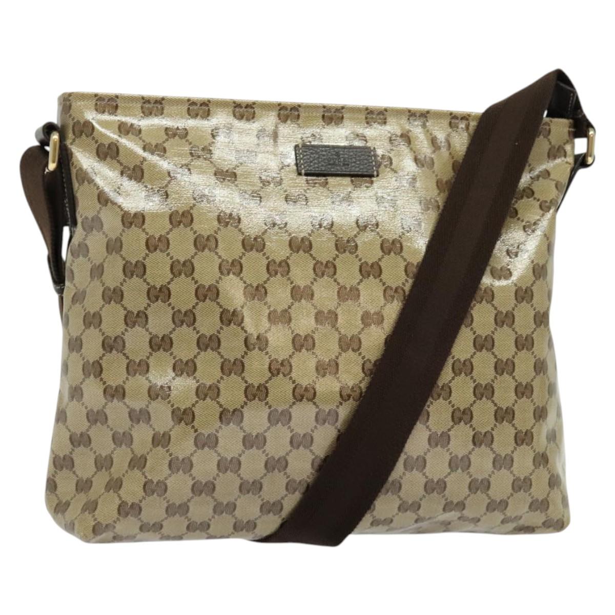 GUCCI GG Crystal Shoulder Bag Coated Canvas Outlet Beige Gold 339569 Auth 137708