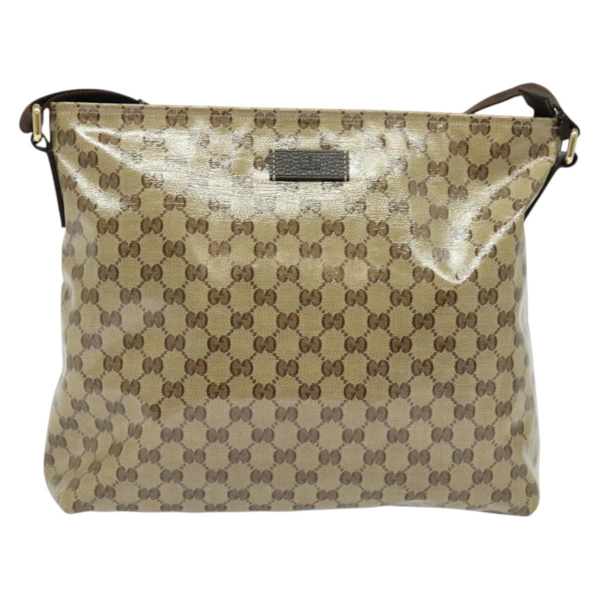 GUCCI GG Crystal Shoulder Bag Coated Canvas Outlet Beige Gold 339569 Auth 137708