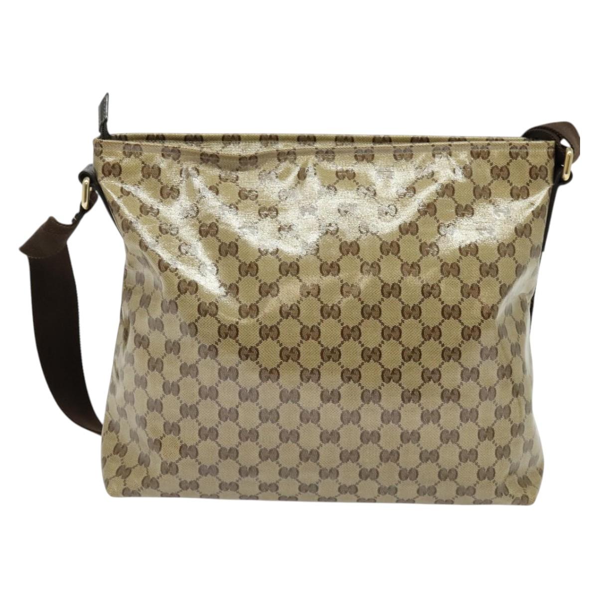 GUCCI GG Crystal Shoulder Bag Coated Canvas Outlet Beige Gold 339569 Auth 137708