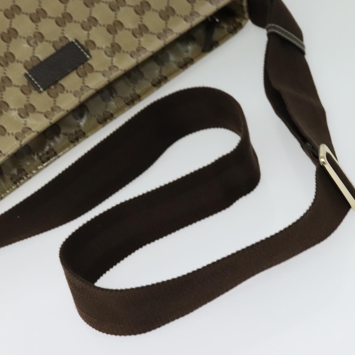 GUCCI GG Crystal Shoulder Bag Coated Canvas Outlet Beige Gold 339569 Auth 137708