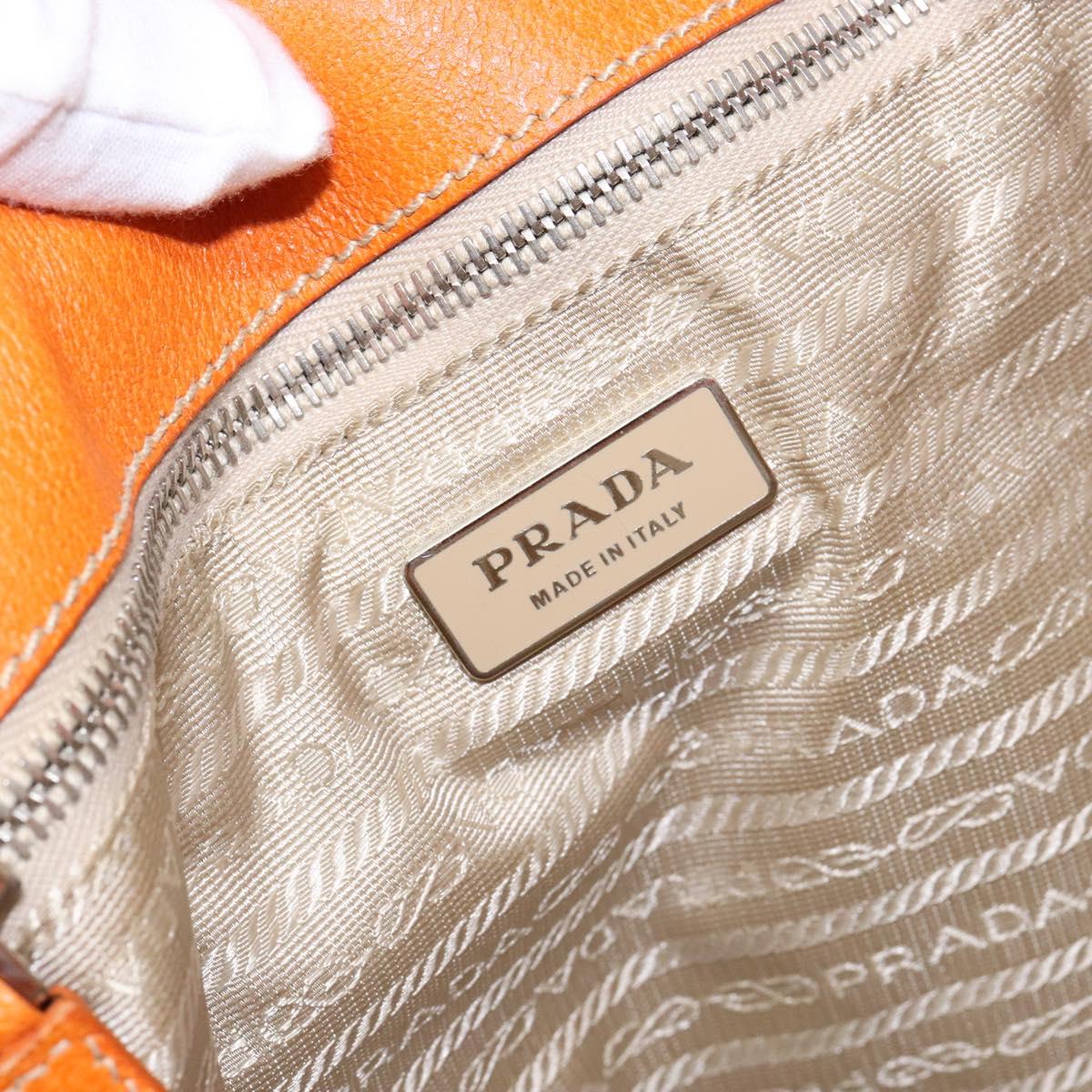 PRADA Hand Bag Canvas Beige Silver Auth 137717