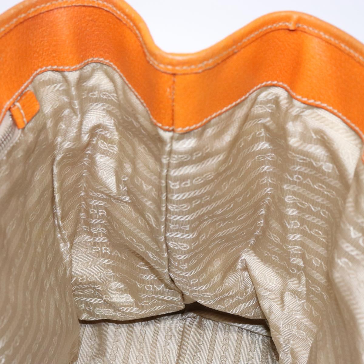 PRADA Hand Bag Canvas Beige Silver Auth 137717