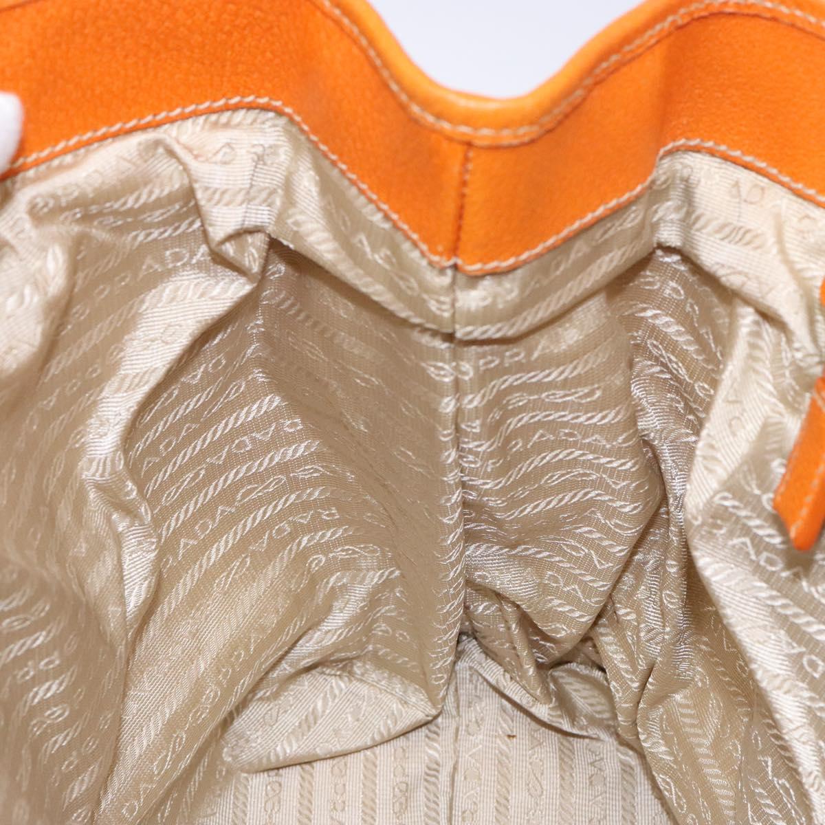 PRADA Hand Bag Canvas Beige Silver Auth 137717