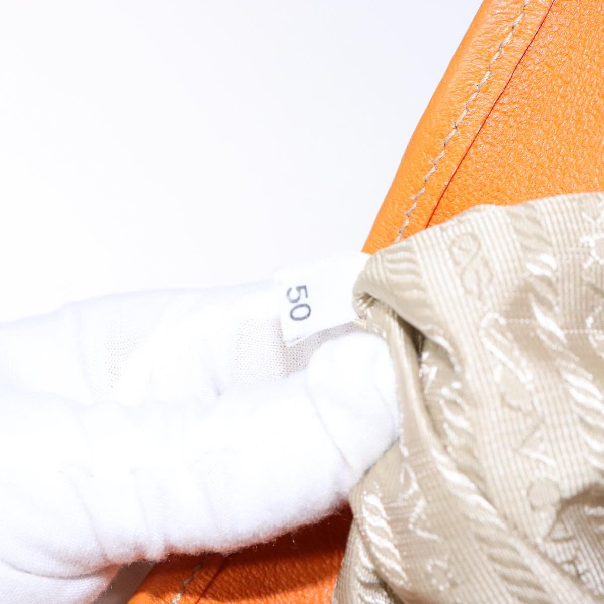 PRADA Hand Bag Canvas Beige Silver Auth 137717