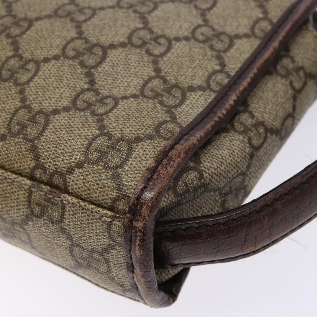 GUCCI GG Supreme Clutch Bag PVC Beige Silver 108844 Auth 137718