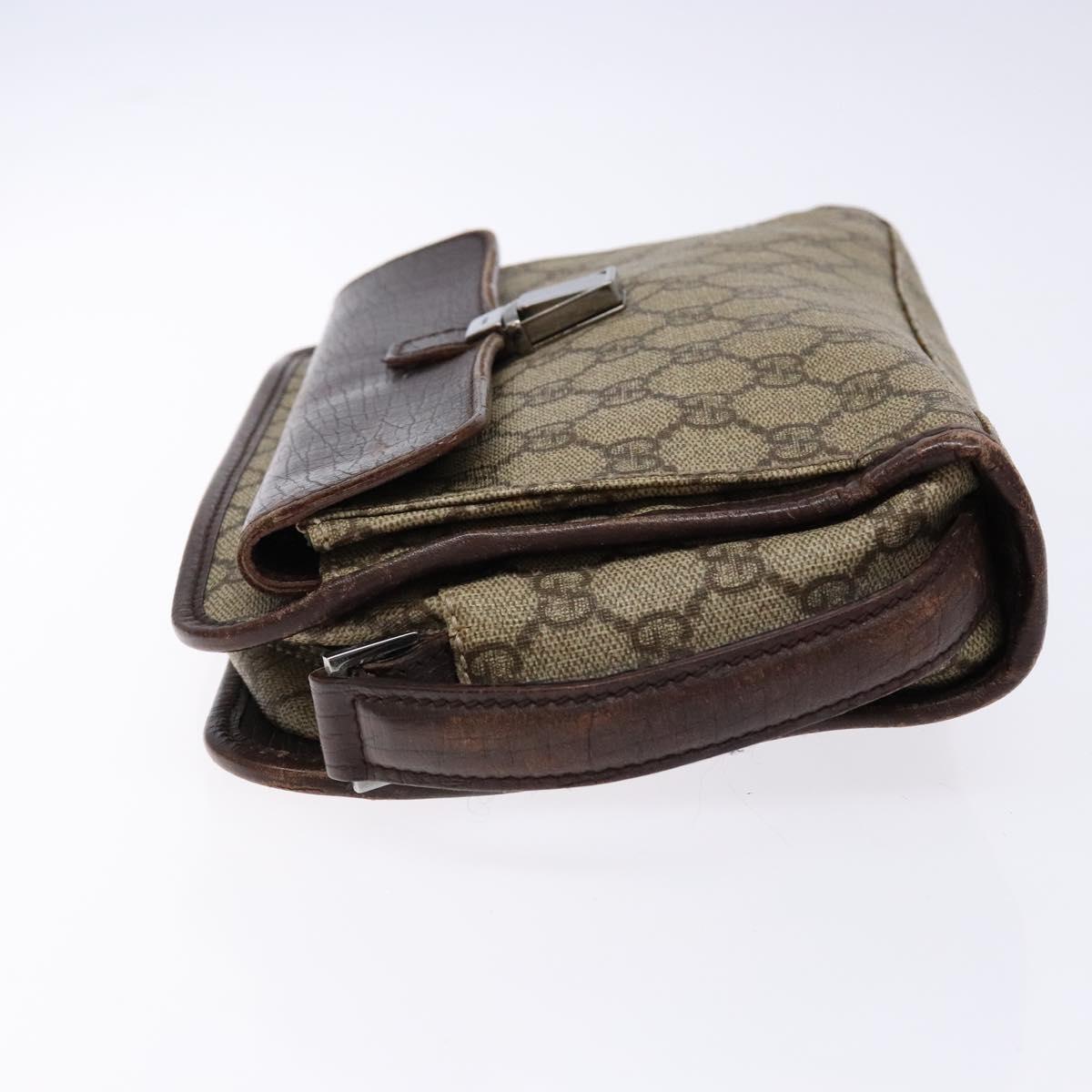 GUCCI GG Supreme Clutch Bag PVC Beige Silver 108844 Auth 137718