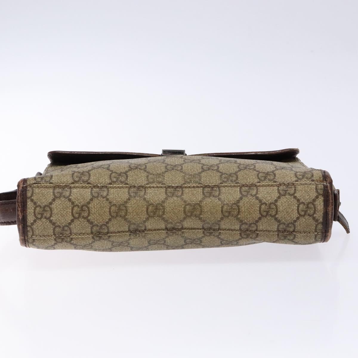 GUCCI GG Supreme Clutch Bag PVC Beige Silver 108844 Auth 137718