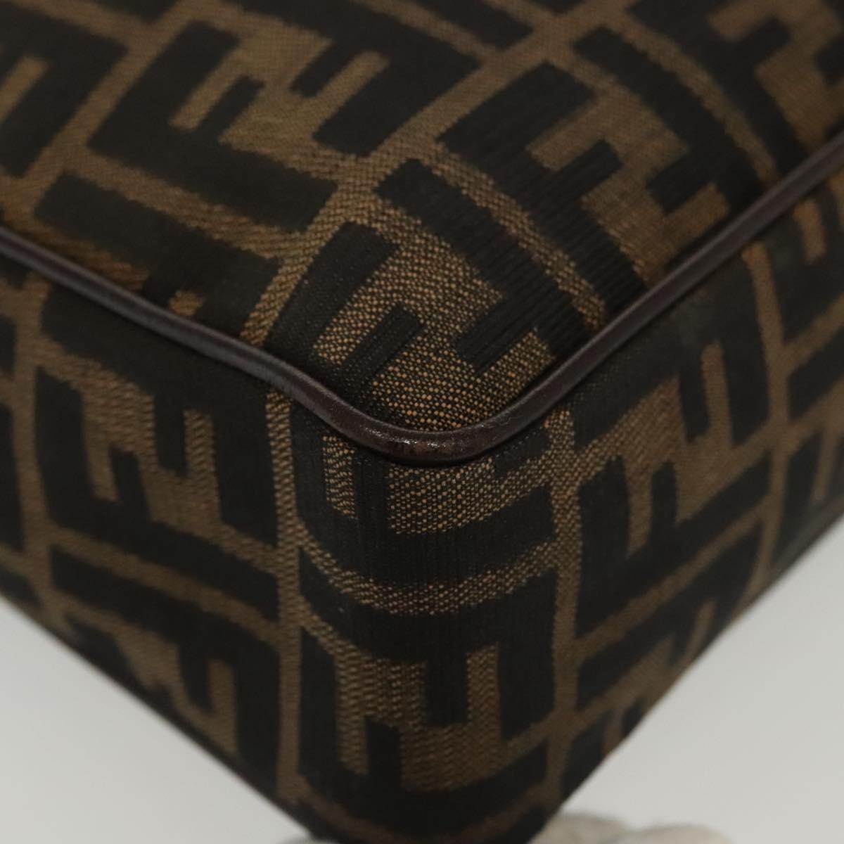 FENDI Zucca Canvas Hand Bag Brown Black Auth 137721