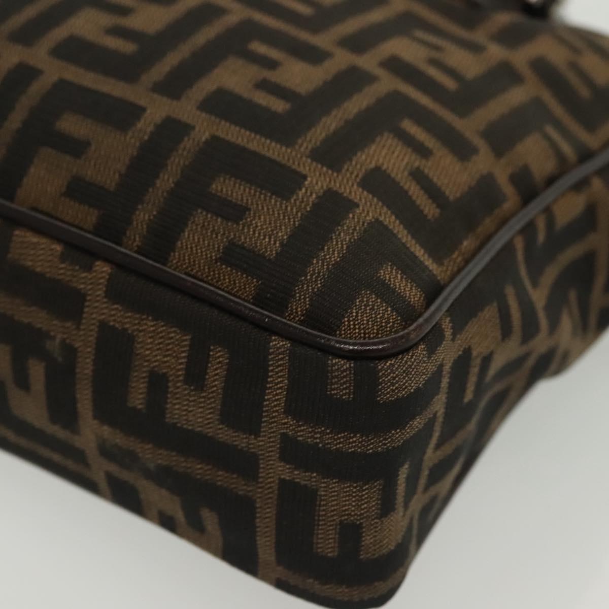 FENDI Zucca Canvas Hand Bag Brown Black Auth 137721
