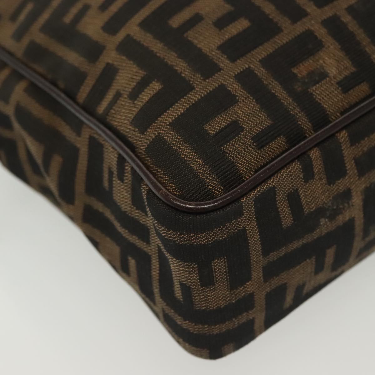 FENDI Zucca Canvas Hand Bag Brown Black Auth 137721