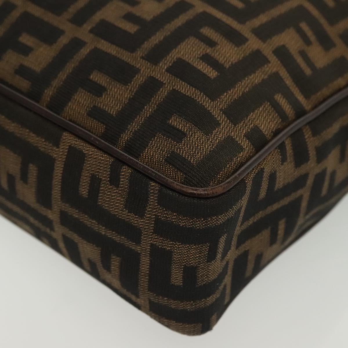 FENDI Zucca Canvas Hand Bag Brown Black Auth 137721