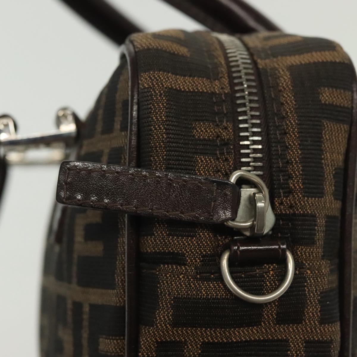 FENDI Zucca Canvas Hand Bag Brown Black Auth 137721