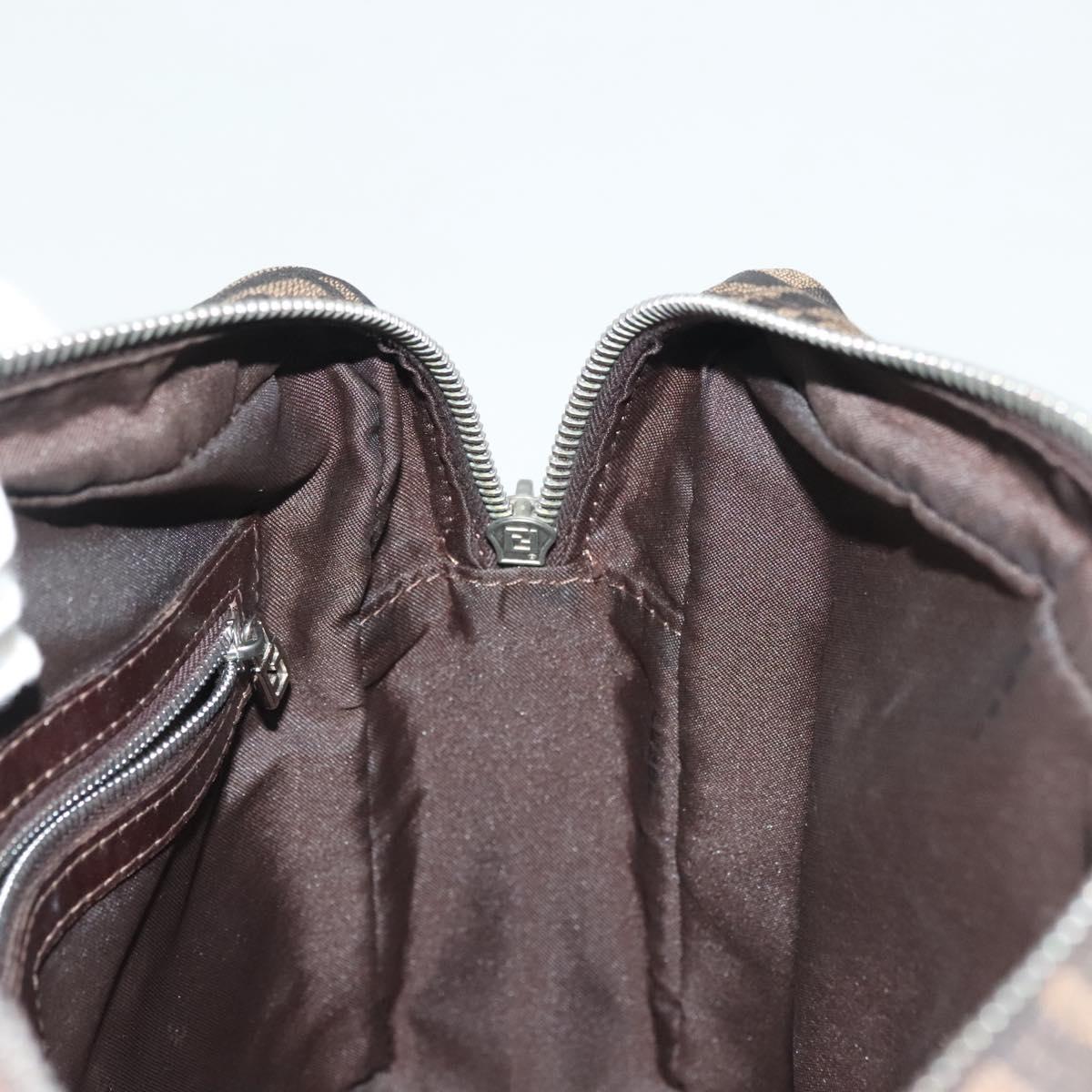 FENDI Zucca Canvas Hand Bag Brown Black Auth 137721