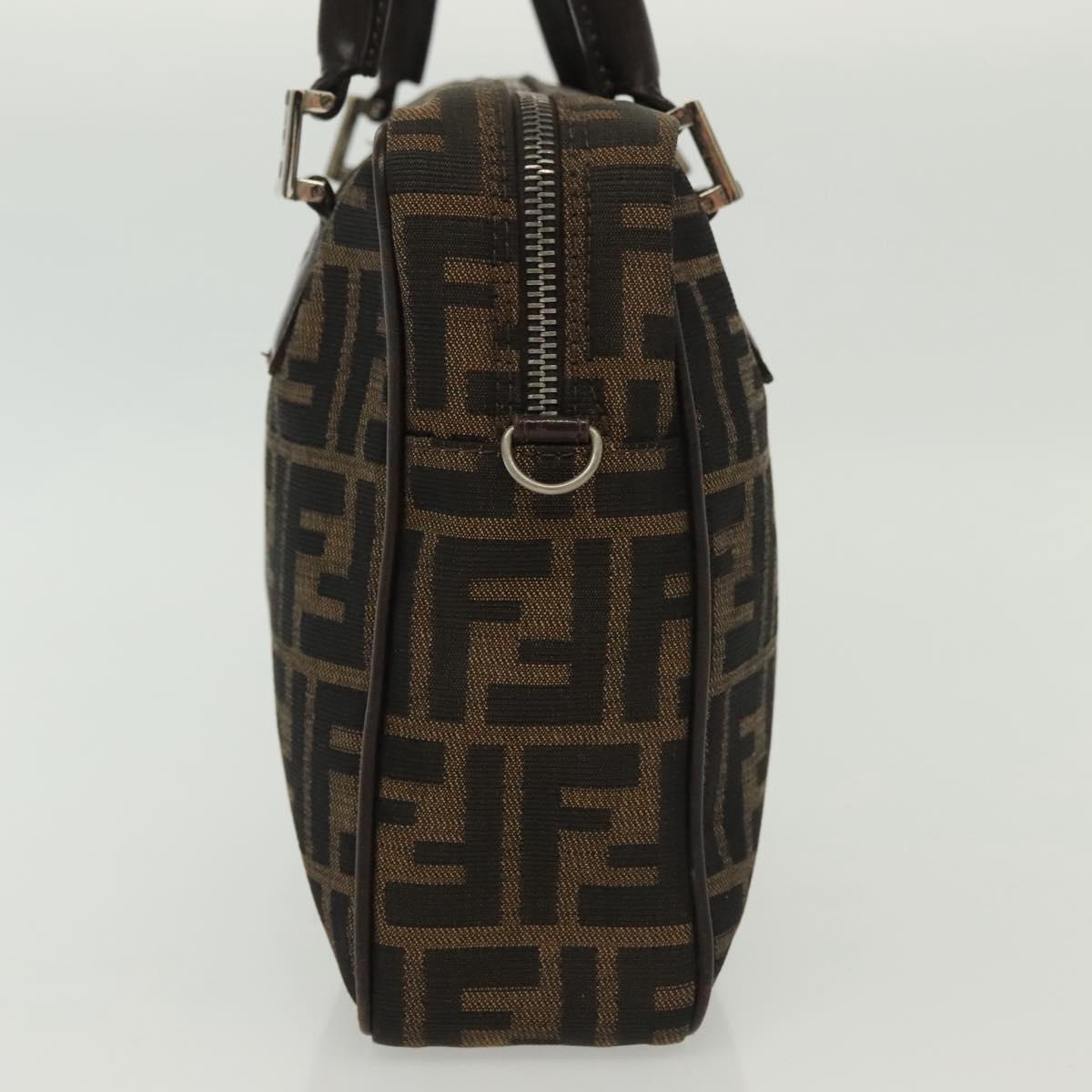 FENDI Zucca Canvas Hand Bag Brown Black Auth 137721