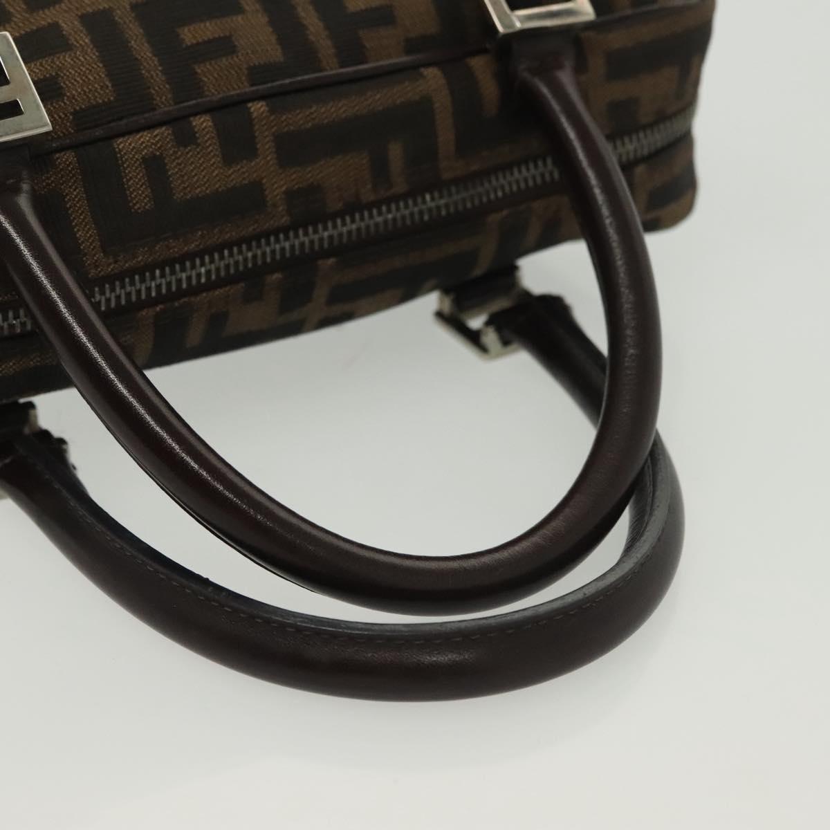 FENDI Zucca Canvas Hand Bag Brown Black Auth 137721
