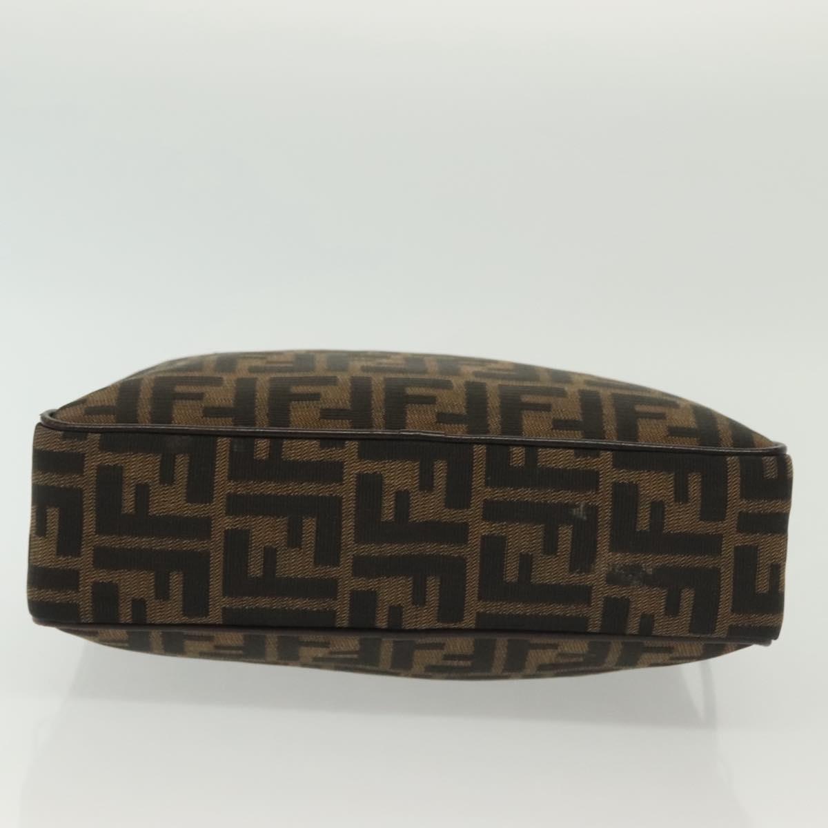 FENDI Zucca Canvas Hand Bag Brown Black Auth 137721