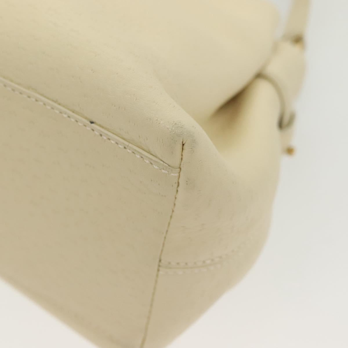 Salvatore Ferragamo Gancini Shoulder Bag Leather White Gold Auth 137725