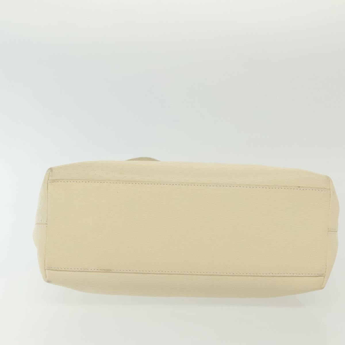 Salvatore Ferragamo Gancini Shoulder Bag Leather White Gold Auth 137725