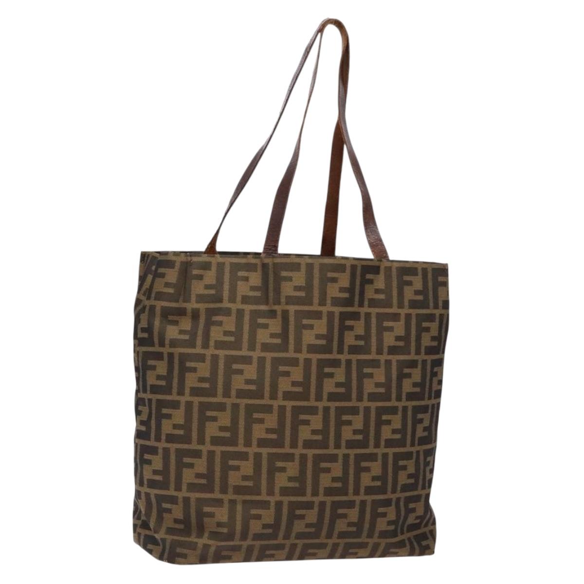 FENDI Zucca Canvas Tote Bag Black Brown Auth 137741