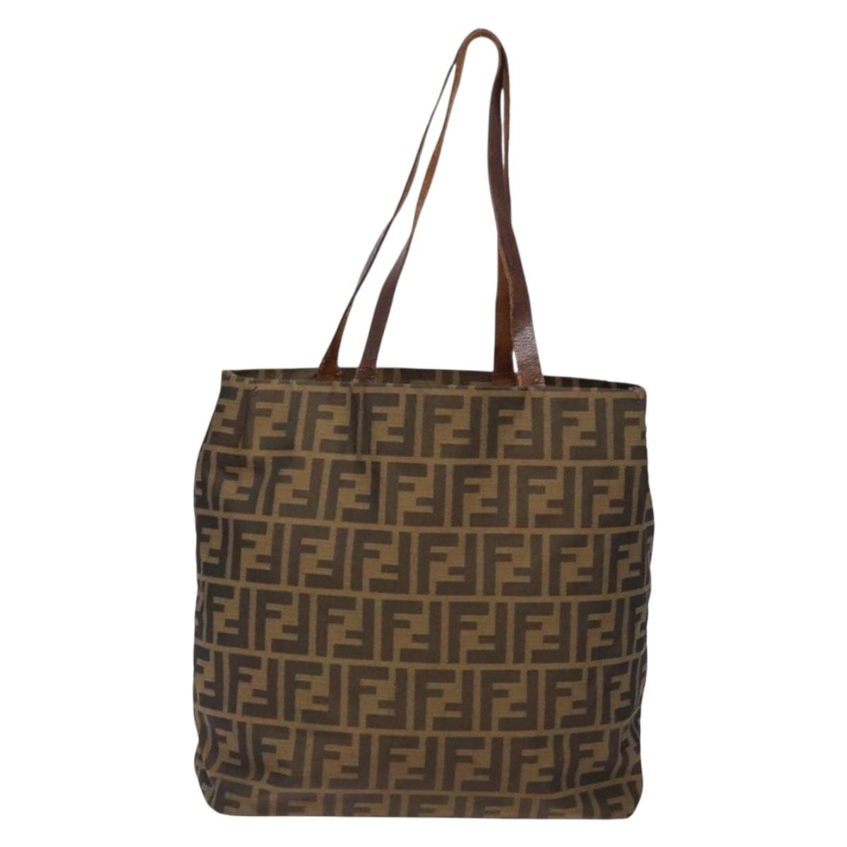 FENDI Zucca Canvas Tote Bag Black Brown Auth 137741