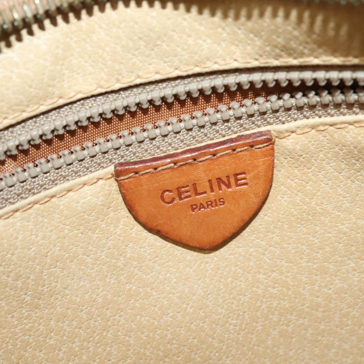 CELINE Macadam Canvas Shoulder Bag PVC Beige Gold Auth 137747